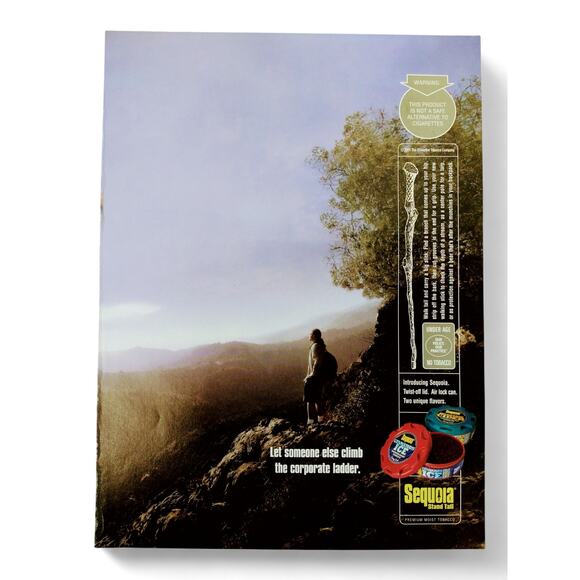 2001 Sequoia Tobacco Print Ad Man Hiking Hillside Corporate Ladder Nature y2k - Picture 1 of 9